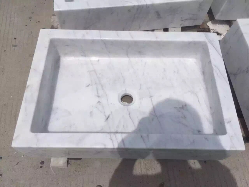 Carrara White Marble Bathroom Basin