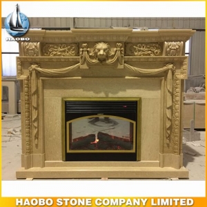 Yellow Marble Indoor Fireplace