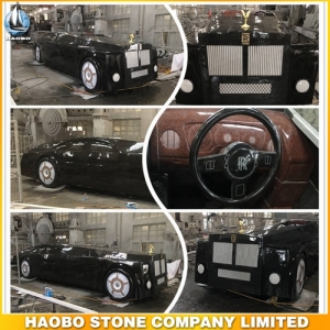 Rolls-Royce Stone Car Carving Made In Black Granite
