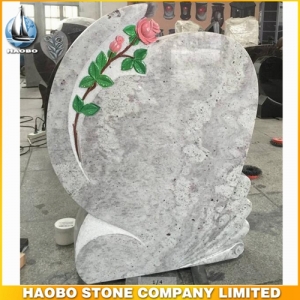 Kashmir White Granite Monument With Carved Rose